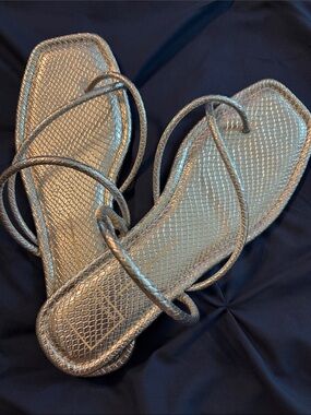 Dolce Vita Metallic Silver Braided-Strap Sandals
